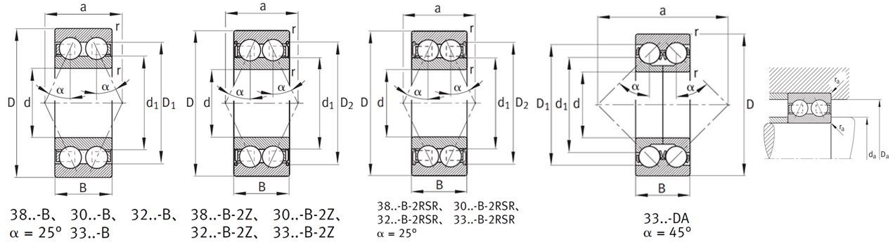 angular contact double row ball bearings